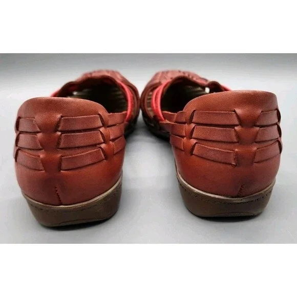 Footsmart Tejidas Women's Leather Sandals Brown Red 8M Closed Toe 90's Y2K - Picture 6 of 16